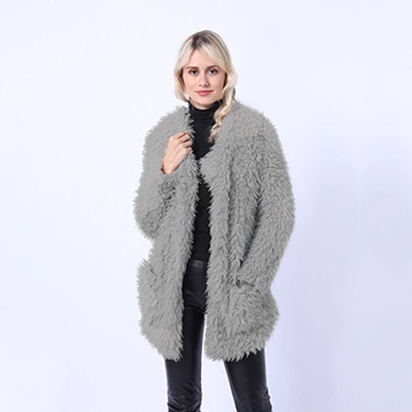 

new loose artificial fur women overcoat thicken coat european style winter warm wadded jacket outerwear blouse casaco feminine, Black;brown