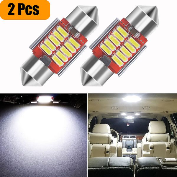 

2pcs de3175 super bright 31mm de3021 de3022 car led bulb 6497 6431 dome reading map light festoon c5w bulbs 4014 smd dc 9-30v