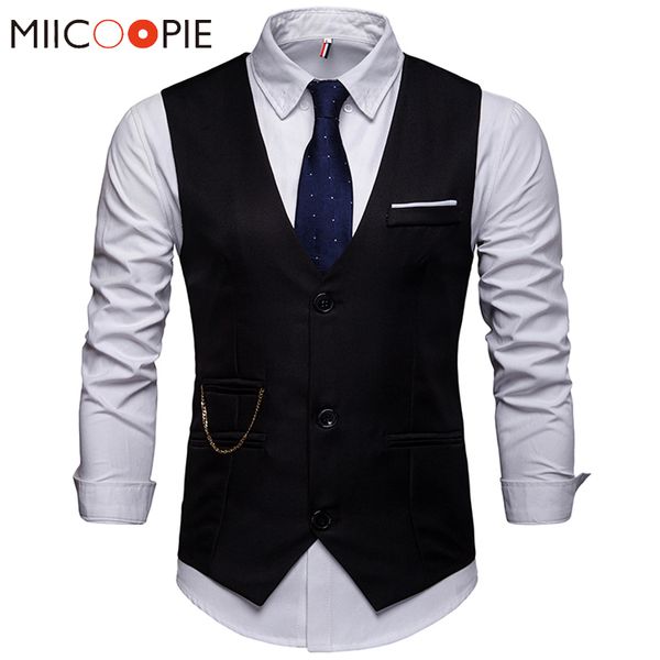 

men vest 2019 mens wedding waistcoat casual suit vest groom gilet homme colete masculino male social formal business jacket xxl, Black;white