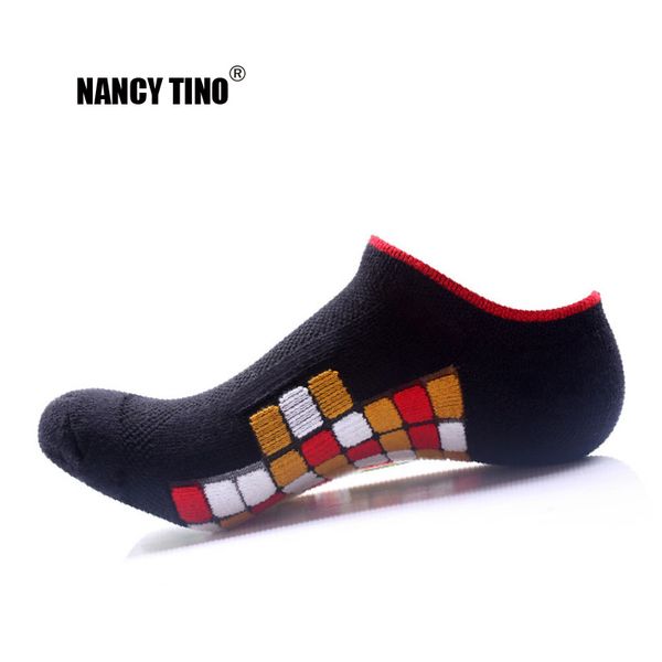 

nancy tino mens ankle socks outdoor sports socks camping hiking running cycling breathable comfort short cotton boat, Black
