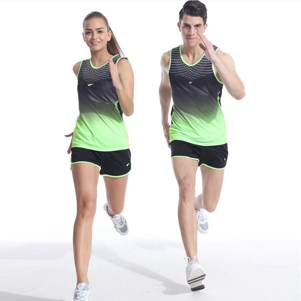 

men women yoga sets professional marathon running sports vest + shorts fitness gym track and field tank elastic short pants, Black;blue