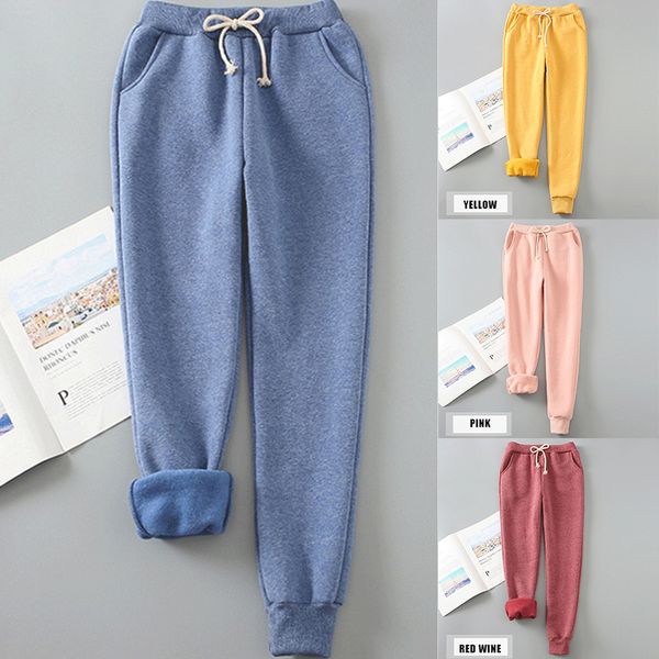 

newly women comfy warm harem pants thick warm solid color for sports running winter bf88, White;red