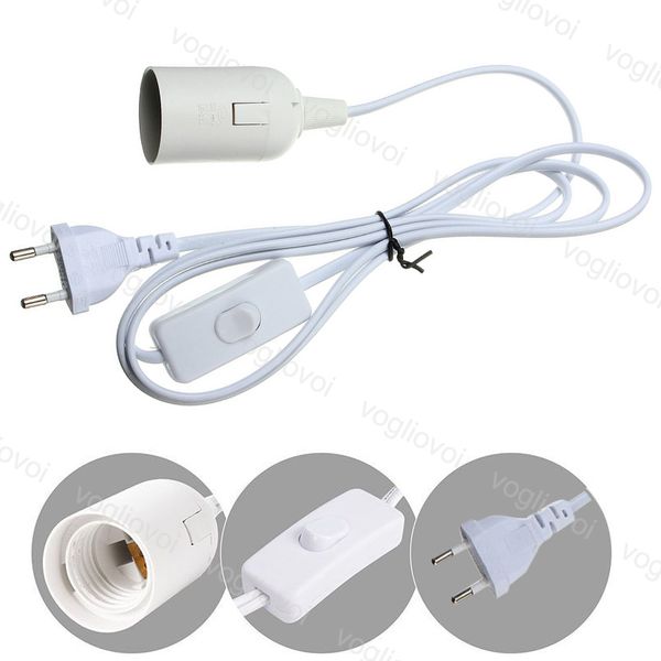

power cord cable 1.8m e27 lamp bases round eu plug with switch wire for indoor bulb holder lamp hanging light socket dhl