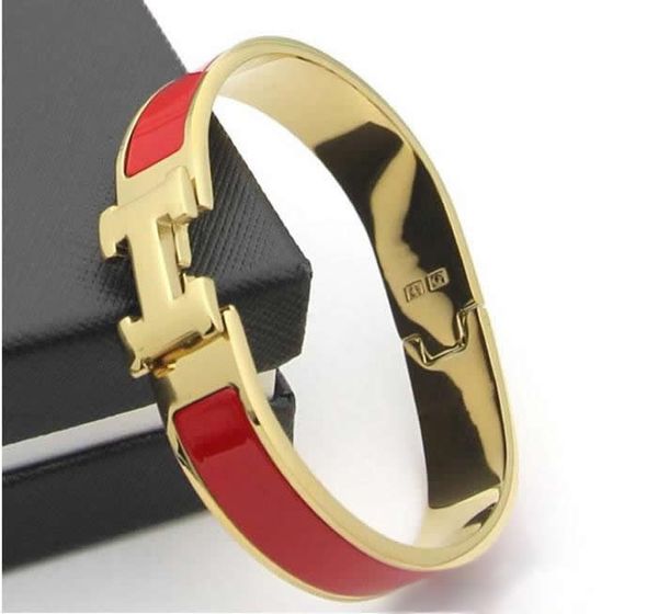 

12 мм роскошные манжеты BraceletsBangles браслет эмаль браслет Серебряный H пряжки высокое качество браслеты для женщин без коробки