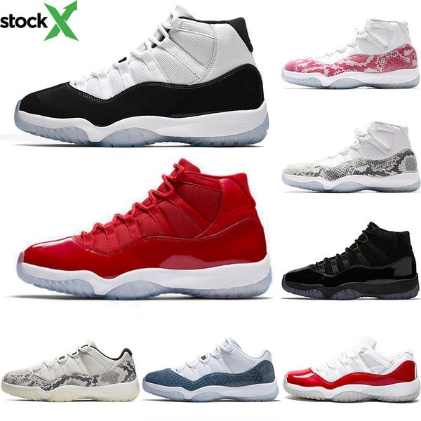 

2020 mens basketball shoes 11s concord 45 snakeskin 11 space jam gym red cap and gown win like 96 jumpman womens sports sneakers, Black