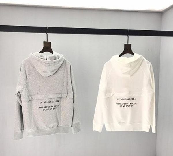 

19ss autumn and winter european british latest print loose long sleeve luxury hooded half zipper sweater tag sale, White;black