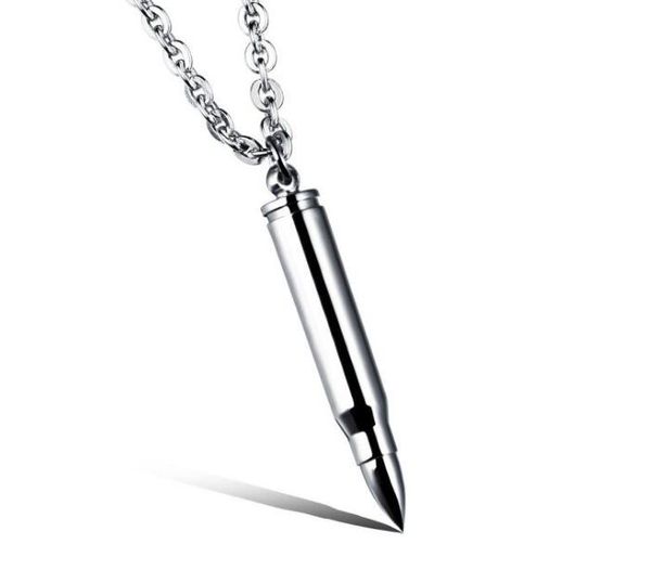 

new bullet pendant titanium steel domineering men's necklace wy701, Silver