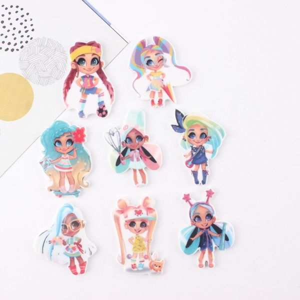 

10pcs/lot planar resin kawaii girl with long hair resin cabochons accessories