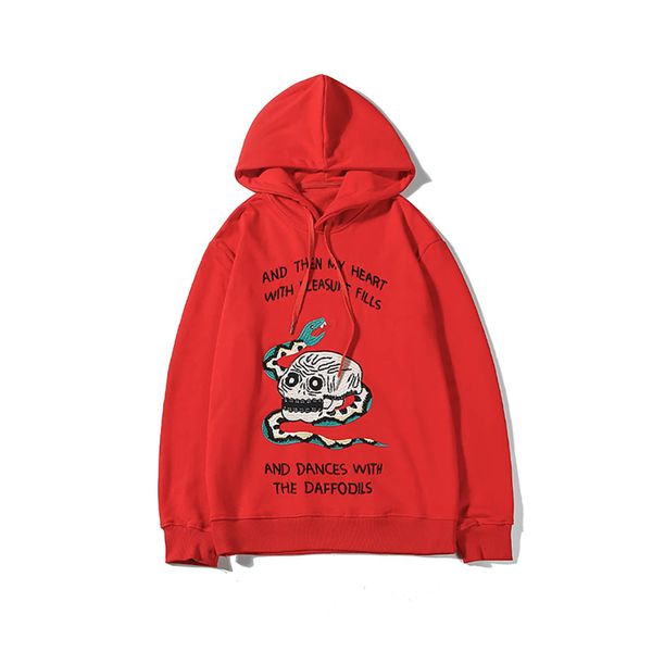 

19ss mens конструктора толстовки luxury уличный хип-хоп высокого качества с капюшоном свитер черепа зеленого змея вышивка мода бренд спортив, Black