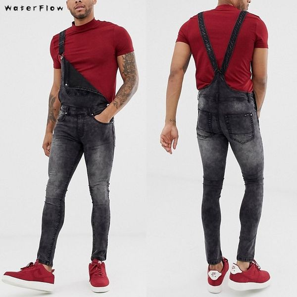 

2019 men's long straight pocket jeans arrivals fashion overall jumpsuit streetwear overall suspender pants s-3xl, Blue