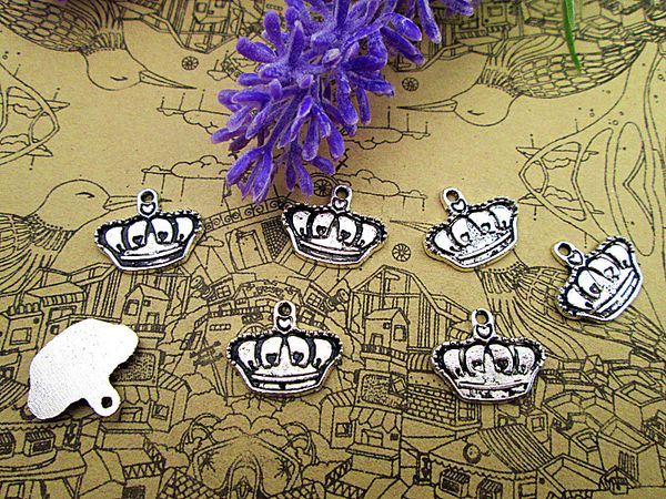 

105pcs-- crown charms, antique tibetan silver crown charm pendants 15x13mm, Bronze;silver