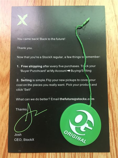 

2019 Новый фондовый X OG QR-код наклейки зеленый круглый тег пластиковые пряжки обуви StockX проверено X подлинный зеленый тег