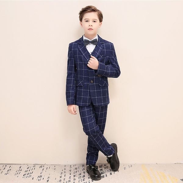 

kid's tuxedo boy's suit flower boy's suit male flower girl for wedding kids prom suits baby boy blue check