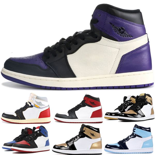 

couture unc air jordon retres 1 1s basketball shoes for men women union phantom court purple mens trainers sports sneakers 5.5-12