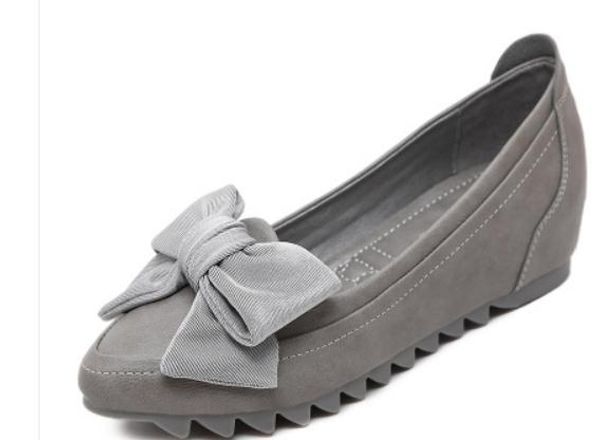 

2019 women's shoes in spring and autumn with new style slope heel pointed end bowknot@6039, Black