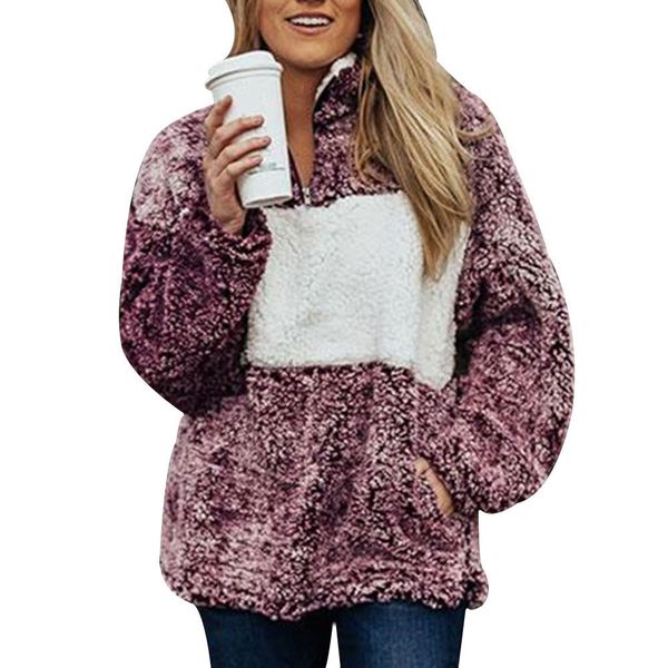 

fashion women woolen coat jacket sweater long sleeve zip pockets casual winter gm, Black;brown