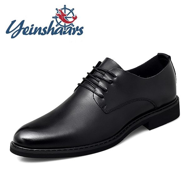 

oxford man leather shoes business office formal dress wedding shoe pointed toe men casual leather shoes sukienka wieczorowa, Black