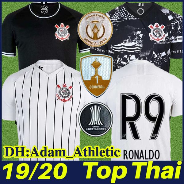 

19/20 corinthian paulista soccer jerseys #23 fagner #10 jadson #38 pedrinho football shirts gabriel ramiro r9 camisa de corinthian 2019 2020, Black;yellow