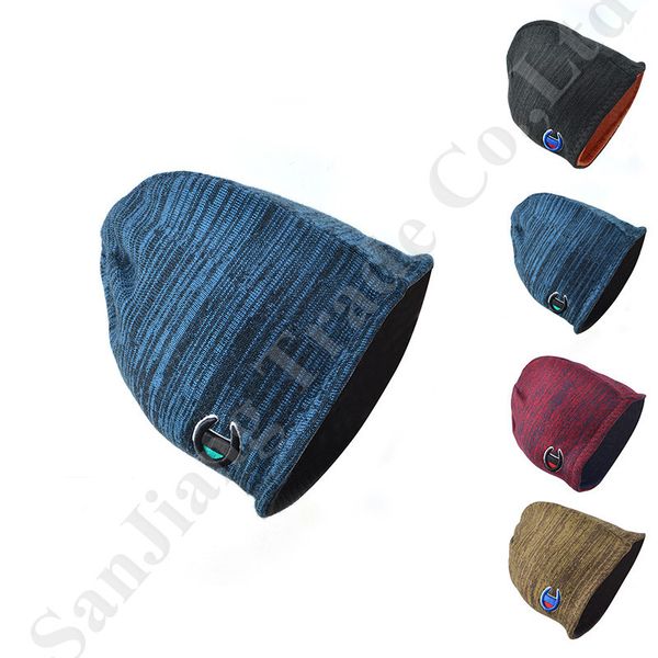 

champion brand reversible beanies men double-sided skiing beanie caps outdoor jogger windproof skull hats designer crochet cap wear c81901, Yellow