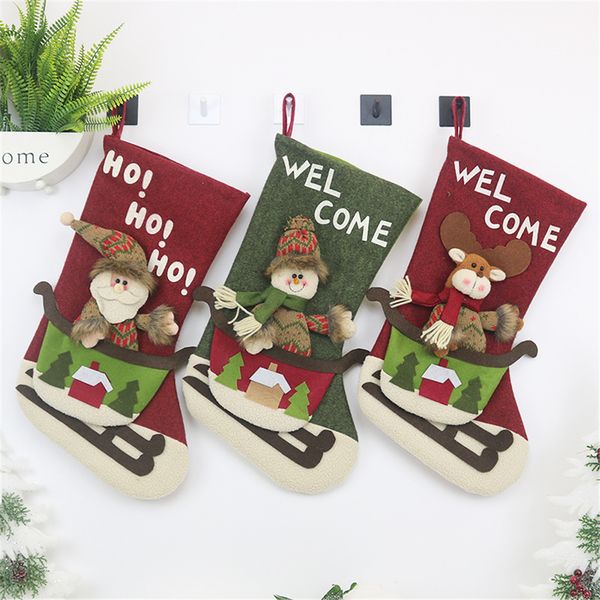 

christmas decorations santa claus pendant christmas socks gift bags tree ornaments charm candy bags supplies