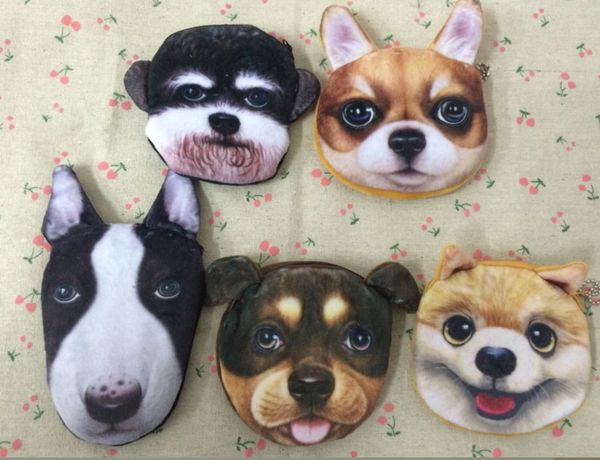 

5designs- dog push coin bag 10cm approx. , doggie coin purse wallet pouch bag ; girl's pocket coin bag handbag, Red;black