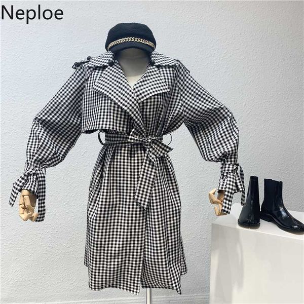 

neploe vintage long trench coat women 2020 chic sashes pockets long sleeve elegant office lady outwear female windbreaker 1a052, Tan;black