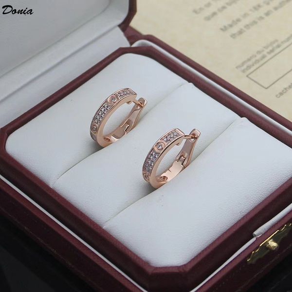 

donia jewelry luxury stud european and american fashion starry handmade titanium steel inlaid zircon creative designer earring, Golden;silver
