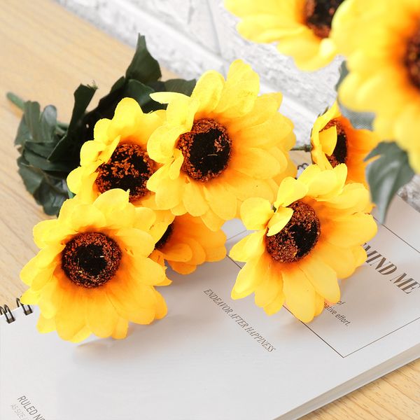 

7 heads plastic sunflower artificial flower fake flores bouquet real touch simulation plastic flowers party wedding decoration