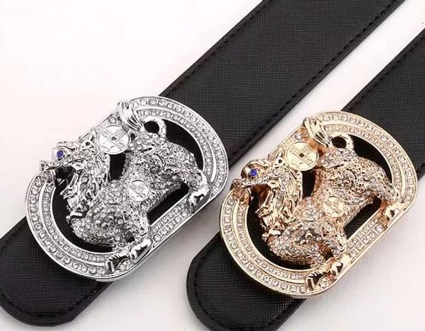 

fashion business belts men automatic buckle luxury jeans waistbands designer crocodile buckle waist belt cowhide leather belts, Black;brown