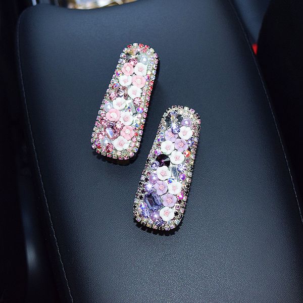 

crystal roses flower car sun visor glasses sunglasses ticket receipt card clip storage holder car styling decorate