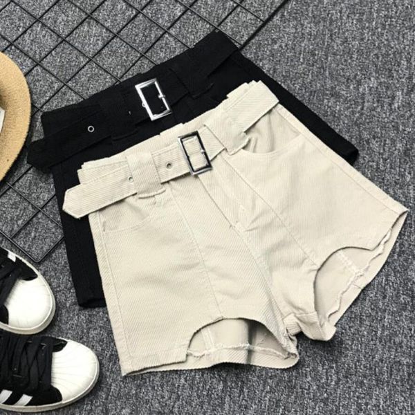 

casual denim shorts women high waist stretch tight skinny hip black fashion jeans shorts, White;black