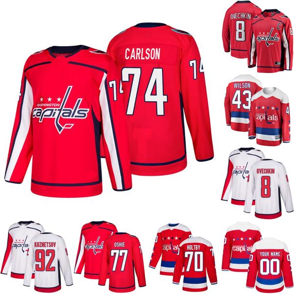 

74 john carlson washington capitals jersey 8 alex ovechkin 44 brooks orpik 77 t.j. oshie 19 nicklas backstrom 70 braden holtby jakub vrana, Black;red