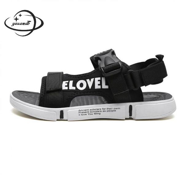 

mens sandals summer male sandals basic buckle strap flat heel platform letter non-slip classics man shoes y30, Black