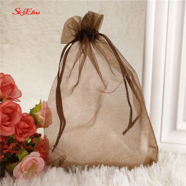 

50pcs drawstring white small & big gift bag jewelry bag pouch organza bags favor party wedding pouches jewelry packaging bags 7z