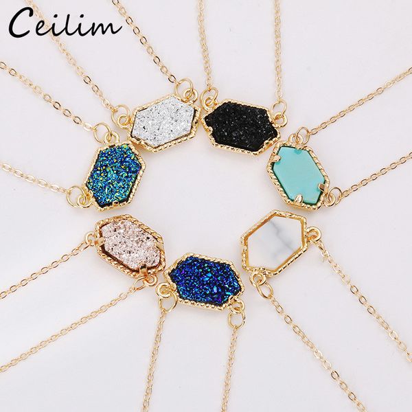 

панк нерегулярные натуральный камень кристалл роза кулон ожерелья золото цвет кварца провода обернутые ожерелье женская оптовая, Silver