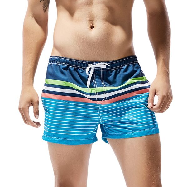 

new plus size mens swim pants breathable swim trunks pants swimwear shorts slim wear stripe printing briefs beach short, White;black