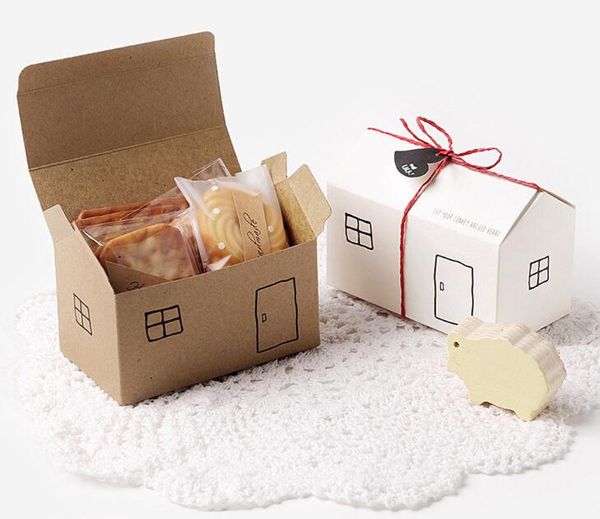 

craft house shape box biscuit candy cookie paper box for christmas baby shower wedding party decoration