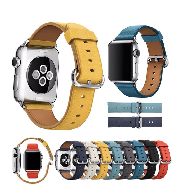 

leather watch band for apple watch series 5 4 3 2 1 sport bracelet replacement watchstrap for iwatch 38 40 42 44mm stainless clasp band