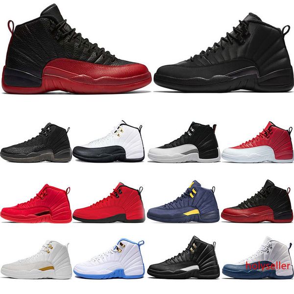

trainers 12s winterized wntr basketball shoes gym red michigan bule 12 white black the master flu game mens sports sneaker size 7-13