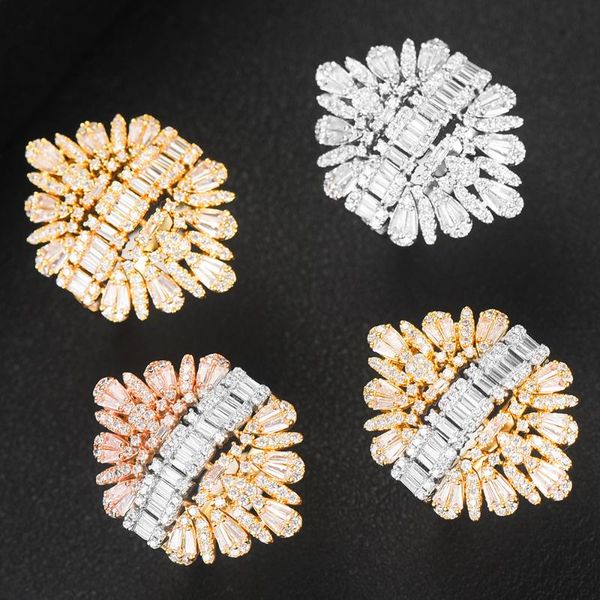 

godki jimbora gorgeous bridal wedding flower shiny rings natural charm cz ring for women daily fashion cz jewelry 2020 hot, Golden;silver