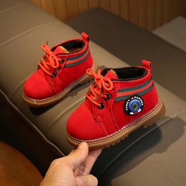 

kids shoes boy girl baby martin boots warm non-slip toddler shoes maternity children red+black+brown italy france size 16-20