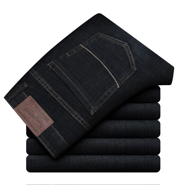 

2019 new men's brand jeans business casual elastic slim dennis black pants male trousers, Blue