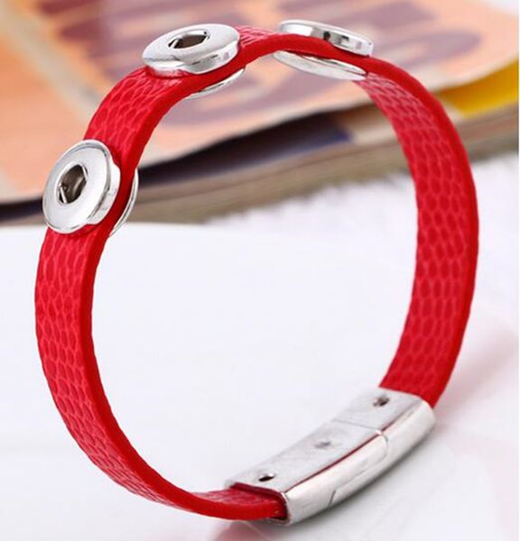 

sales fashion three snaps magnet clasp diy snake wristband bracelets bangle new style wristband fit 12mm snaps wb38, Black