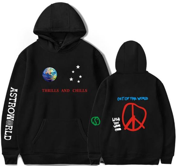 

mens designer couples hoodies spring thrills chills letters printed world hooded casual mens pullover sweatshirts, Black