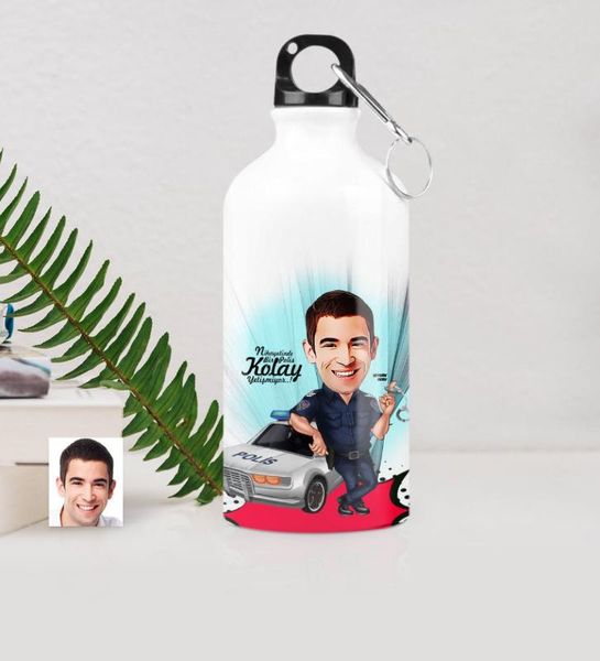 

personalized mr polis caricature of metal water bowl (500 ml.) 5