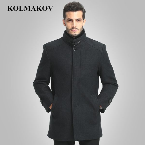 

kolmakov men's woolen coats business casual overcoats homme men autumn winter clothing mens wool dress plus size m-4xl, Black