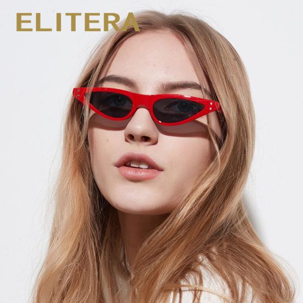 

elitera women stylish cat eye sunglasses brand designer small vintage sun glasses retro cateye eyewear, White;black