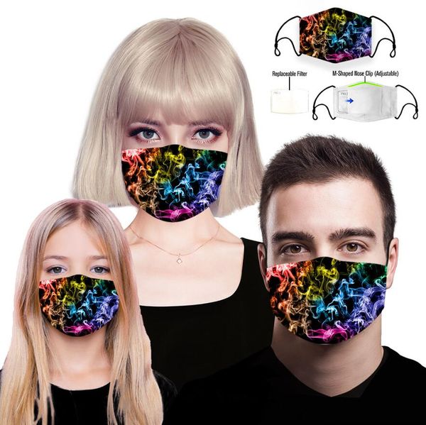

reusable mouth face masks 3d printing mask hip hop design pm2.5 replaceable filter dust face masks anti droplet mouth mask for adults kids