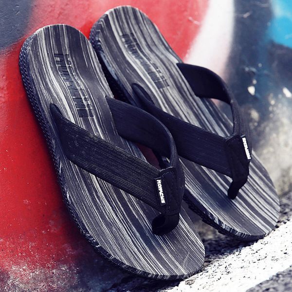 

coslony 2020 summer the tide slippers for men's non-slip feet large size flip-flops slippers men 45 toe beach shoes, Black