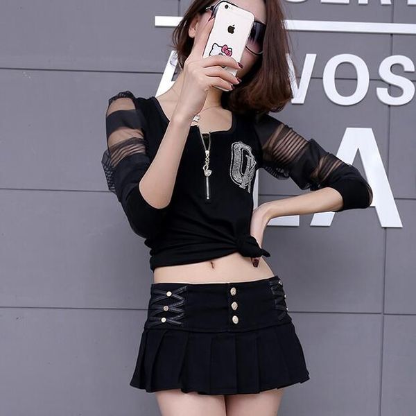 

black white pencil pleated micro mini skirts womens 2020 summer bohemian night club women short skirt faldas mujer df307